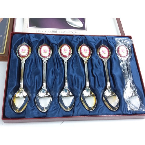 29 - Commemorative tea set, coins, spoons etc