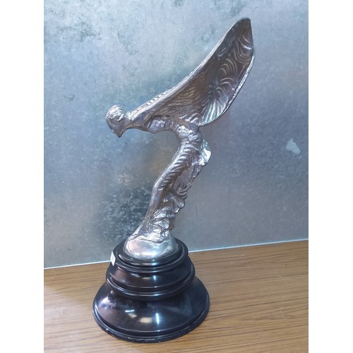 163 - Large Rolls Royce Spirit of Ecstasy (cast aluminium) on marble base, 70cms in height