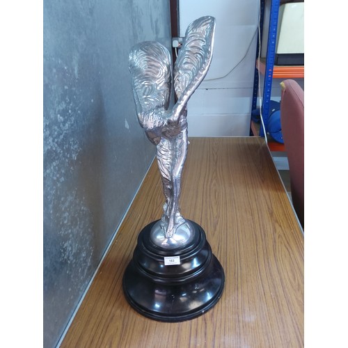 163 - Large Rolls Royce Spirit of Ecstasy (cast aluminium) on marble base, 70cms in height