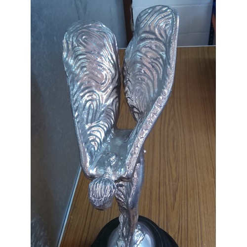 163 - Large Rolls Royce Spirit of Ecstasy (cast aluminium) on marble base, 70cms in height