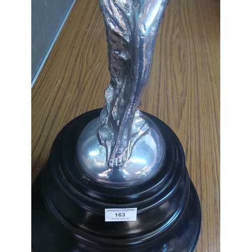 163 - Large Rolls Royce Spirit of Ecstasy (cast aluminium) on marble base, 70cms in height