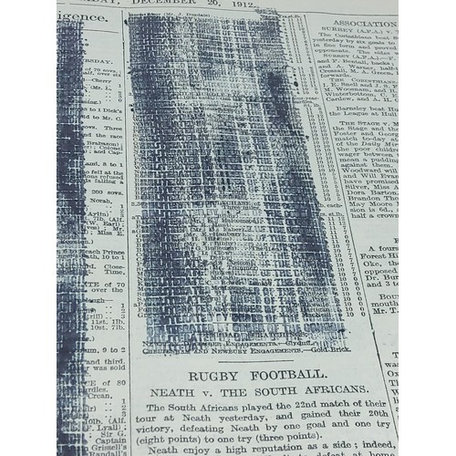 179 - The Times newspaper dated 20th Dec 1912 with censored section on page 13 (Sporting Intelligence), 3 ... 