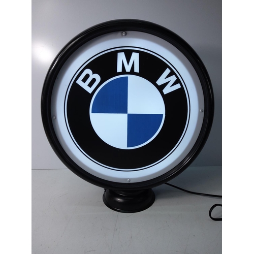 128 - BMW illuminated sign, 47cms tall, 43cms in diameter