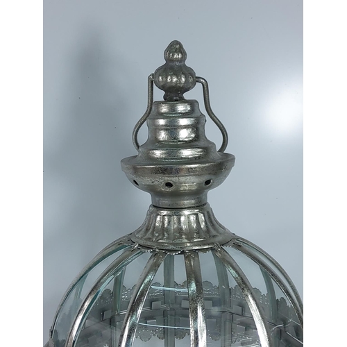 130 - Large metal and glass lantern, 60cms in height