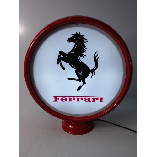 133 - Ferrari illuminated sign, 47cms tall, 43cms in diameter