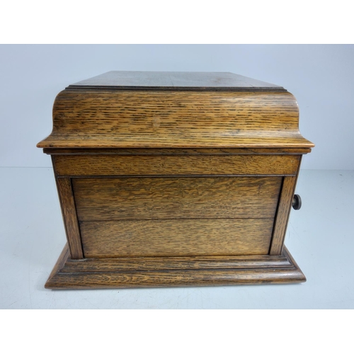 137 - Oak cased Columbia Gramophone with louver front