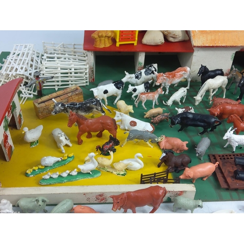 14 - Wooden farm yard and farmyard animals