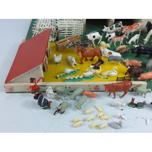 14 - Wooden farm yard and farmyard animals