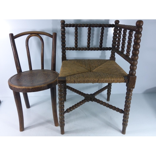 53 - Childs bentwood chair and a corner bobbing chair