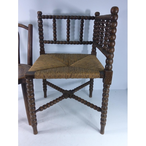 53 - Childs bentwood chair and a corner bobbing chair