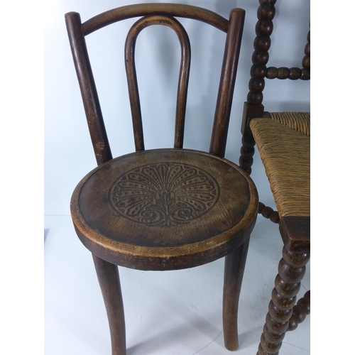 53 - Childs bentwood chair and a corner bobbing chair