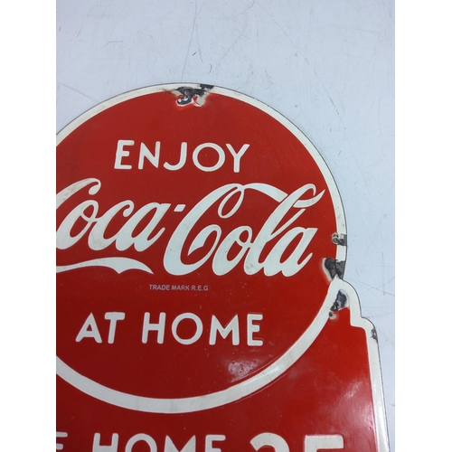 144 - Coca Cola enamel advertising sign, 36 x 26cms