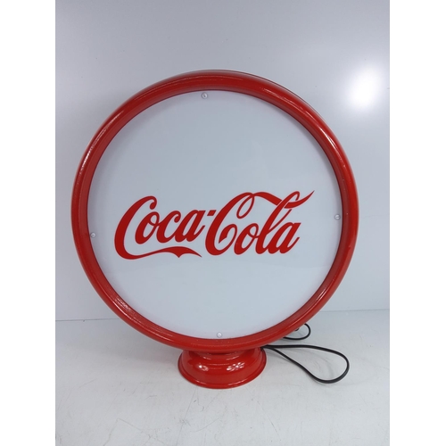 147 - Coca Cola light up advertising sign, 45cms in diameter