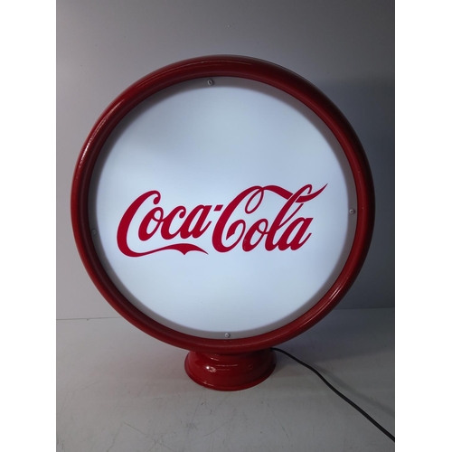 147 - Coca Cola light up advertising sign, 45cms in diameter