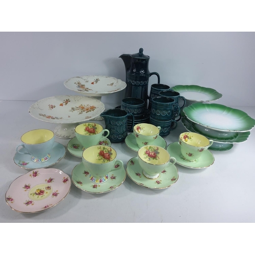 45 - 1970's Sylvac coffee set, tea ware and cake plates