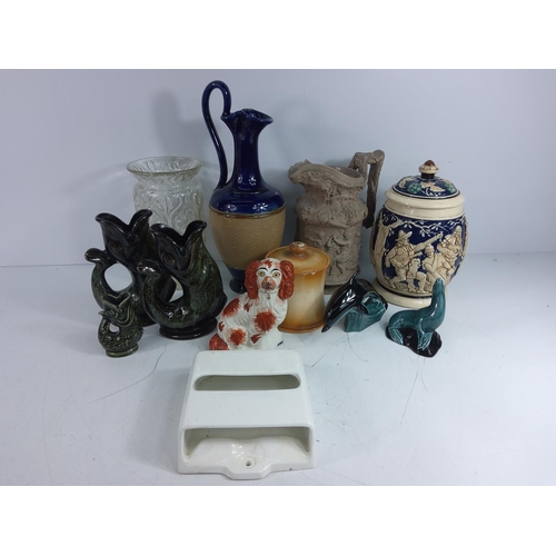 46 - Doulton jug, Poole pottery animals, glug jugs and collectable china