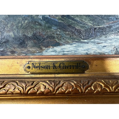 50A - Gilt framed oil painting on canvas of mountain scene