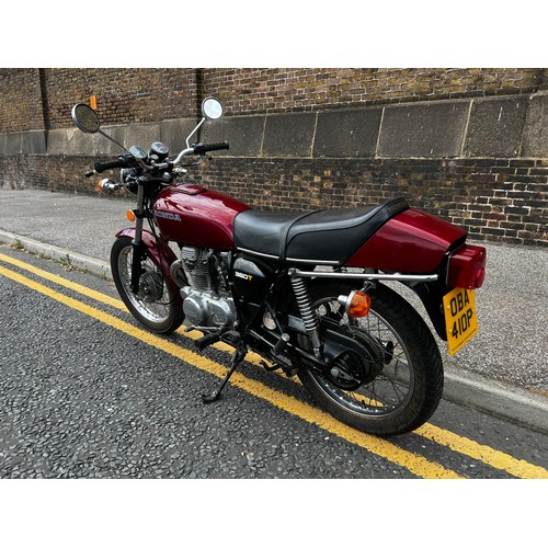 3 - 1976 Honda CJ360T in a beautiful burgundy red.
Registration OBA410P, showing current mileage of 1030... 