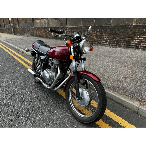 3 - 1976 Honda CJ360T in a beautiful burgundy red.
Registration OBA410P, showing current mileage of 1030... 