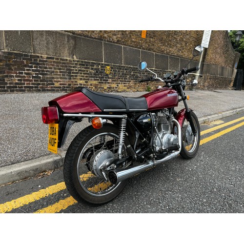 3 - 1976 Honda CJ360T in a beautiful burgundy red.
Registration OBA410P, showing current mileage of 1030... 