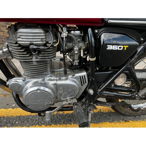 3 - 1976 Honda CJ360T in a beautiful burgundy red.
Registration OBA410P, showing current mileage of 1030... 