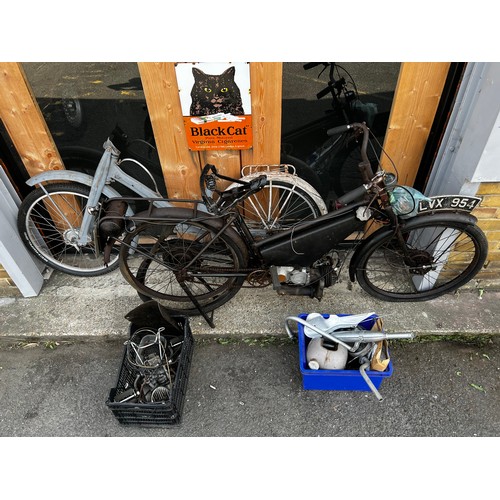 12 - 1947 Black Francis Barnett 98cc pedal motorcycle project & 1955 NSU Quickly 49cc pedal motorcycle pr... 