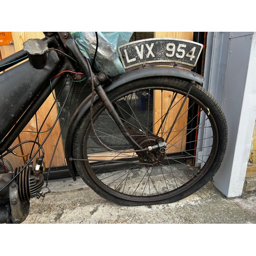 12 - 1947 Black Francis Barnett 98cc pedal motorcycle project & 1955 NSU Quickly 49cc pedal motorcycle pr... 