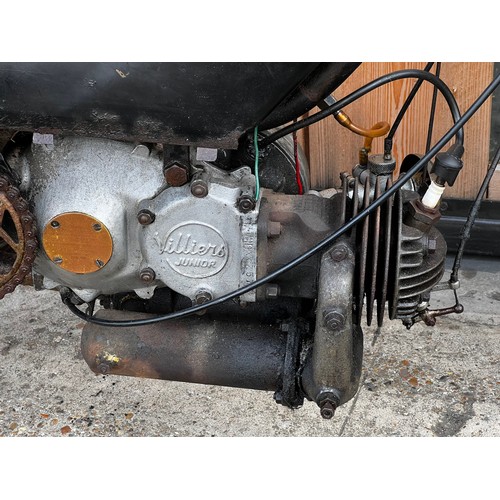 12 - 1947 Black Francis Barnett 98cc pedal motorcycle project & 1955 NSU Quickly 49cc pedal motorcycle pr... 