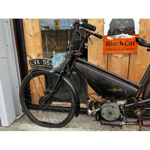 12 - 1947 Black Francis Barnett 98cc pedal motorcycle project & 1955 NSU Quickly 49cc pedal motorcycle pr... 