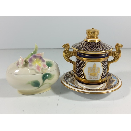 163 - Franz pot and cover and spode Shipwrights  pot cover and saucer limited edition 12/500