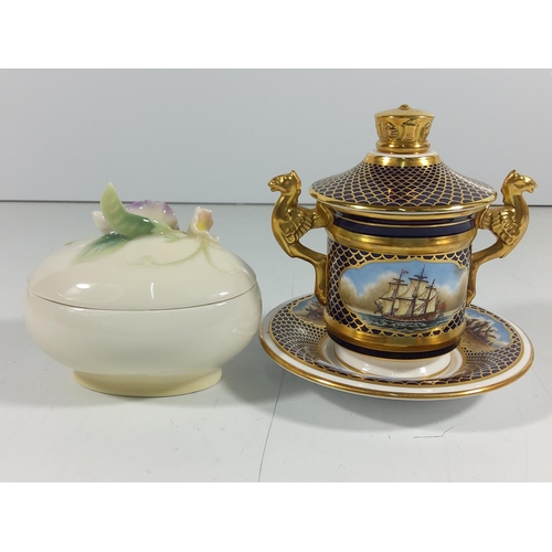 163 - Franz pot and cover and spode Shipwrights  pot cover and saucer limited edition 12/500