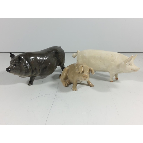 164 - 2 Beswick pigs and royal copenhagen pig