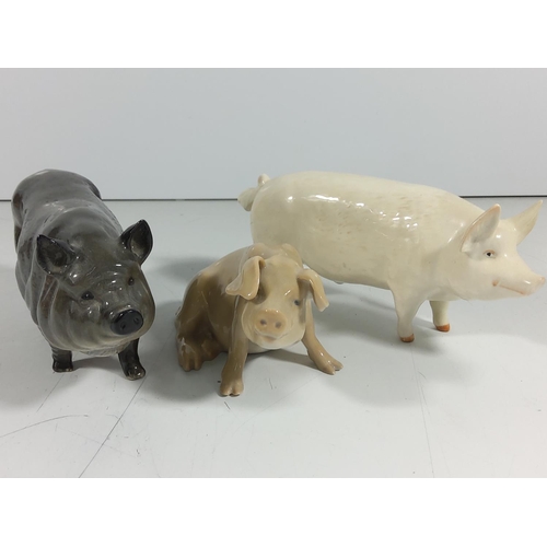 164 - 2 Beswick pigs and royal copenhagen pig