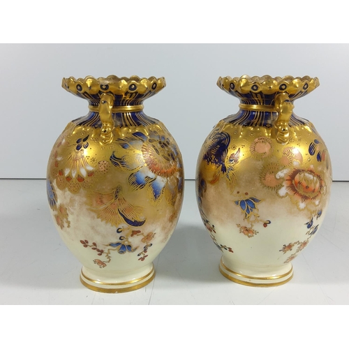 165 - Pair of antique royal crown derby vases with floral and gilt decoration
(15cm tall)