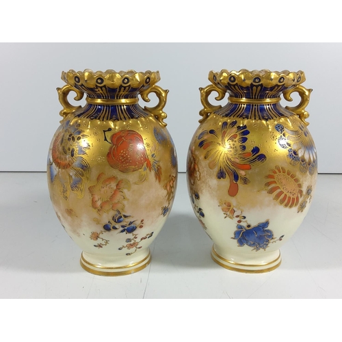 165 - Pair of antique royal crown derby vases with floral and gilt decoration
(15cm tall)