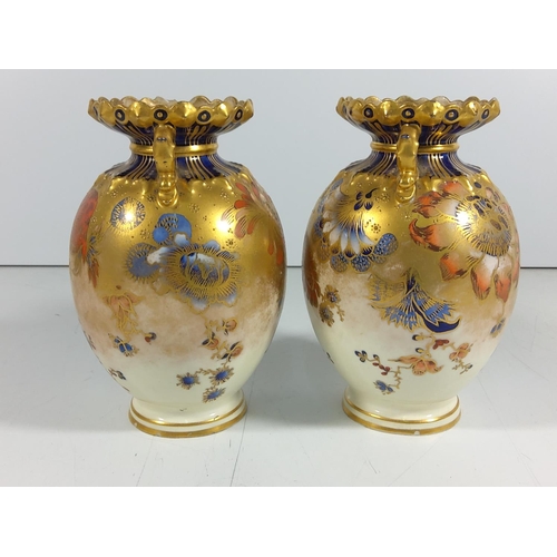 165 - Pair of antique royal crown derby vases with floral and gilt decoration
(15cm tall)