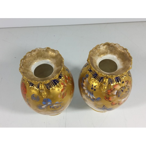 165 - Pair of antique royal crown derby vases with floral and gilt decoration
(15cm tall)