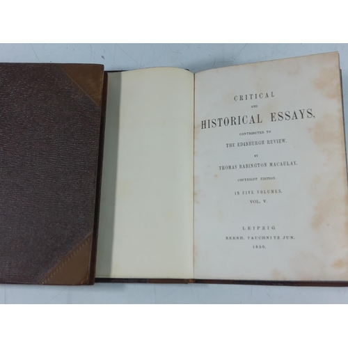 4 - 10 Various Leather bound books including Macaulays Essays, Edwards Eight Sermons & Novi Testamenti