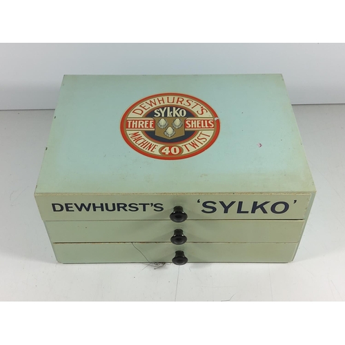 118 - Sylko 3 drawer cotton reel shop display with contents