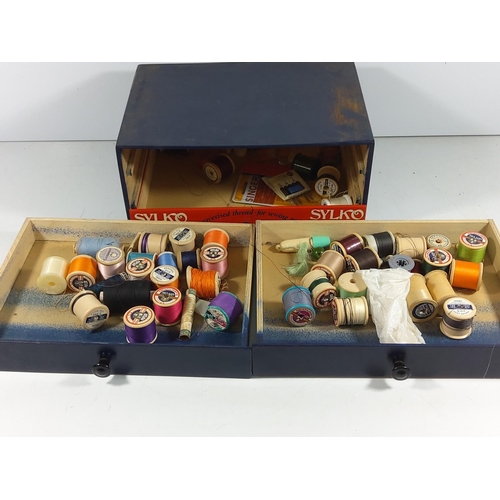 119 - Sylko 3 drawer cotton reel shop display with contents