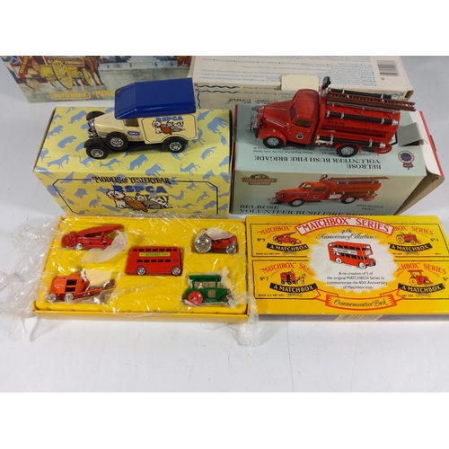 143 - Selection of boxed model vehicles including Match box and yesteryear & Mcdonalds lorry