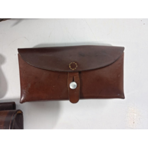 151 - 4 Vintage leather items including swiss leather belt bag