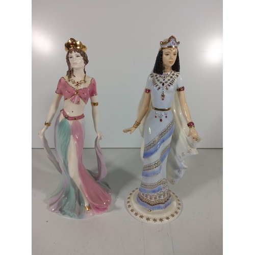 263 - 2 Coalport queens of Sheeba, porcelain figures