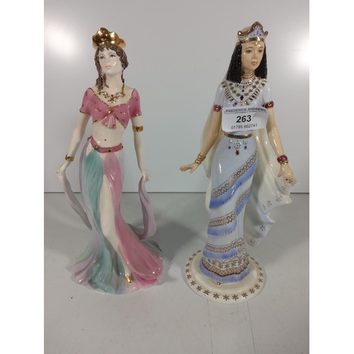 263 - 2 Coalport queens of Sheeba, porcelain figures