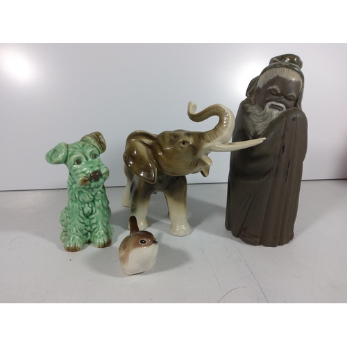 264 - USSR elephant and bird, Sylvak dog and Lladro oriental gentleman