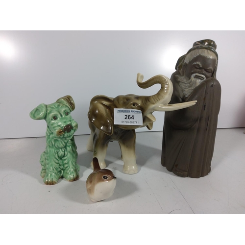 264 - USSR elephant and bird, Sylvak dog and Lladro oriental gentleman