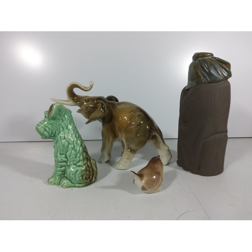 264 - USSR elephant and bird, Sylvak dog and Lladro oriental gentleman