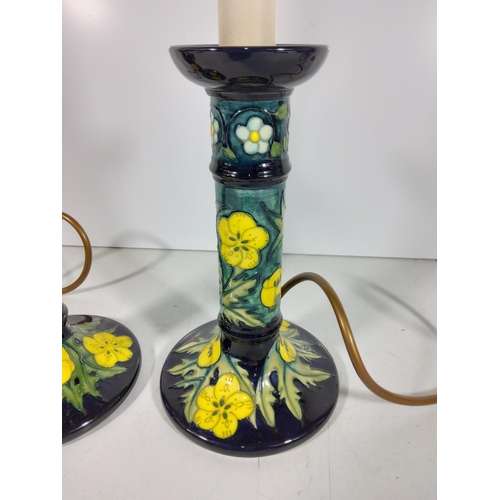 274 - Pr of Moorcroft candlestick style lamps