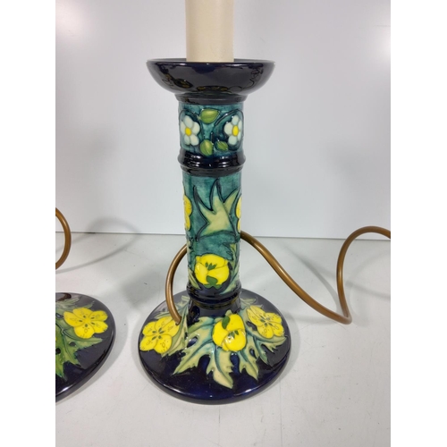 274 - Pr of Moorcroft candlestick style lamps