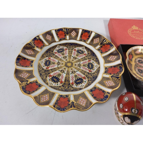 345 - Royal crown derby ladybird (no stopper) plate and boxed dish